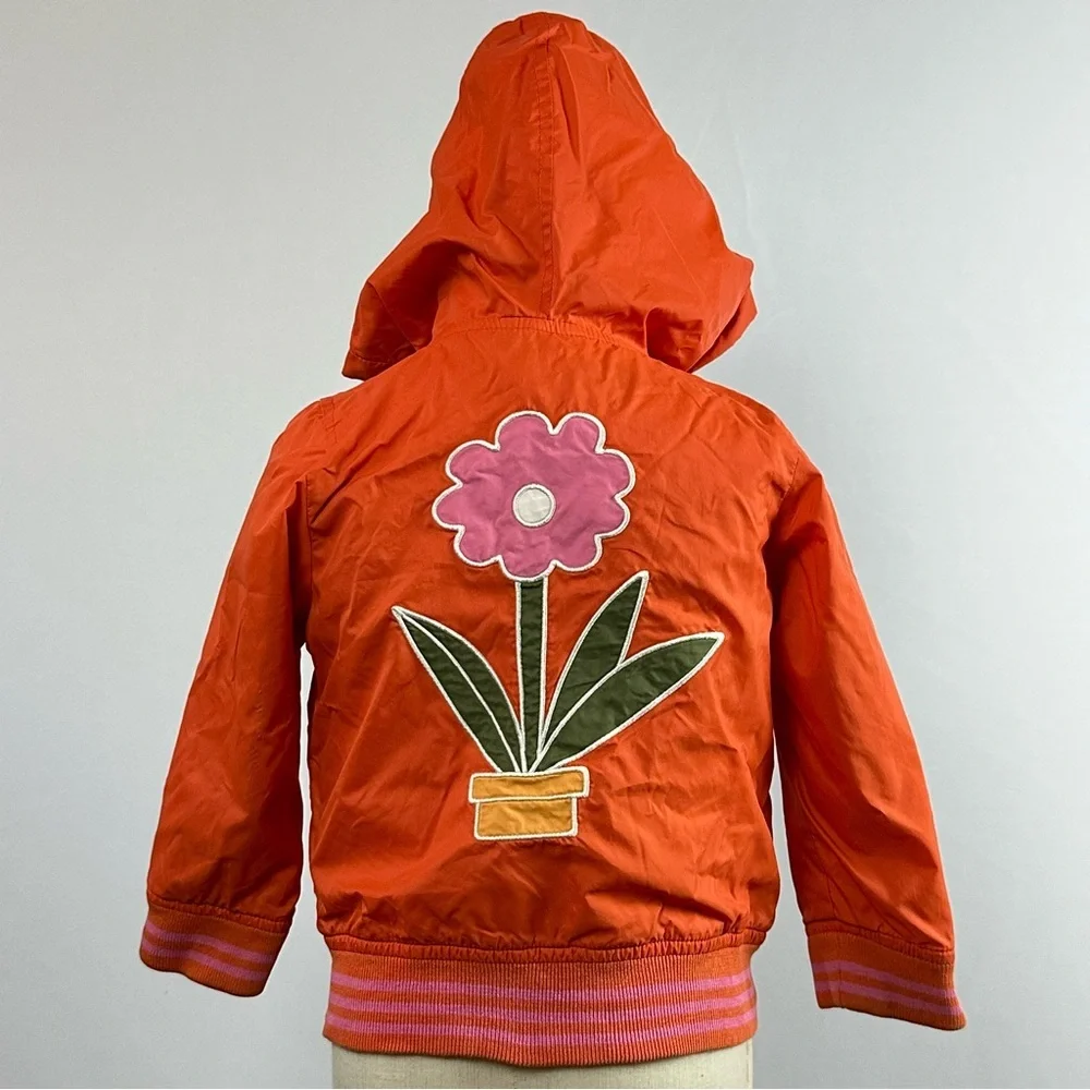 BABY GAP girls orange and pink flower windbreaker - size 2T